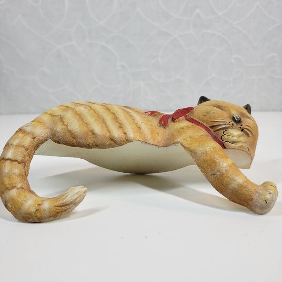 Vintage 1992 John Wright Cast Metal Cat Tabby Shelf Sitter Sleeping Statue USA - Picture 7 of 14